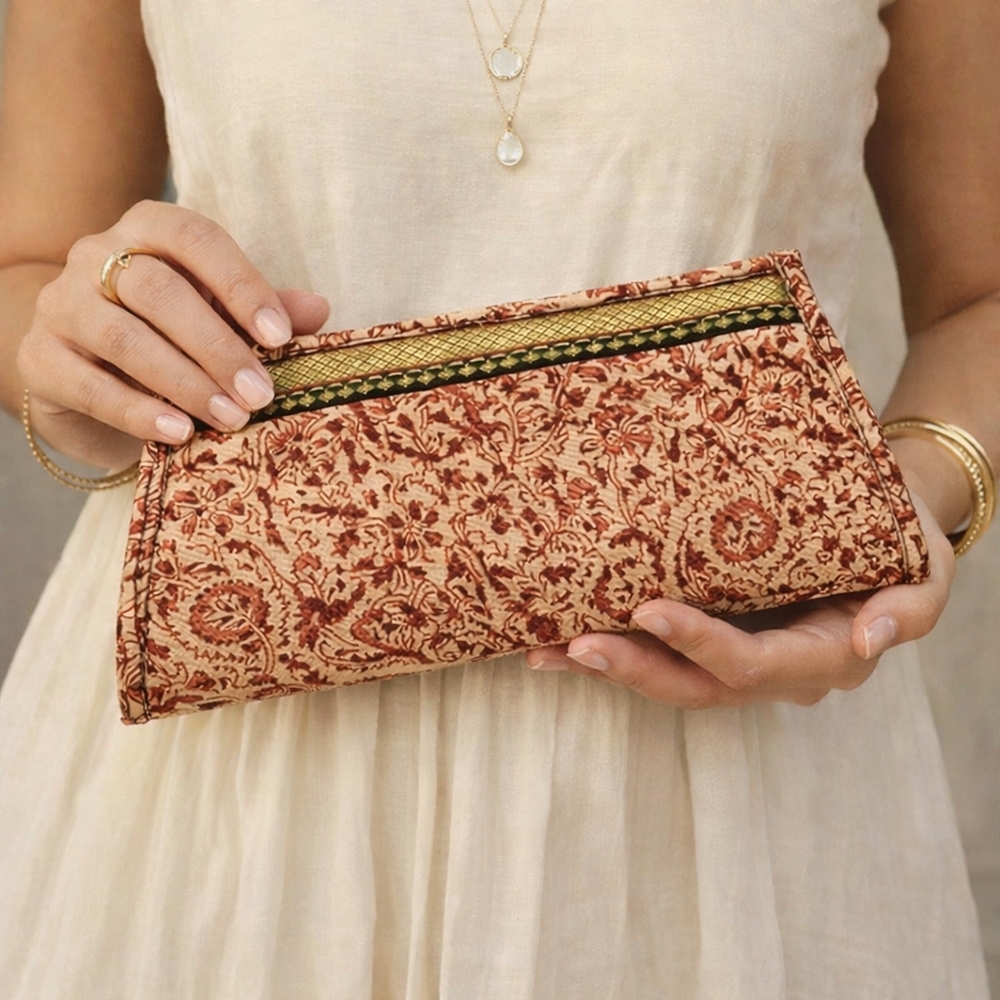 Handmade Floral Clutch Bohemian Boho Tribal Foldover Wallet Hand Bag Purse
